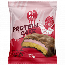 Протеиновое пирожное Клубника со сливками, FitKit, 70 г